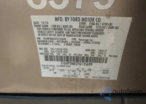 2015 Ford Police Interceptor z USA, uszkodzony, nr VIN 1FAHP2MK2FG135699